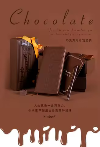 Kinbor Weekly Planner Set Chocolate Journal Notebook With Fountain Pen PVC Cover Habits&Goals Tracke