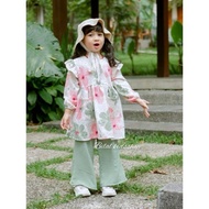 Setelan anak perempuan motif bunga / setcela anak perempuan,/ one set anak perempuan / setelan musli