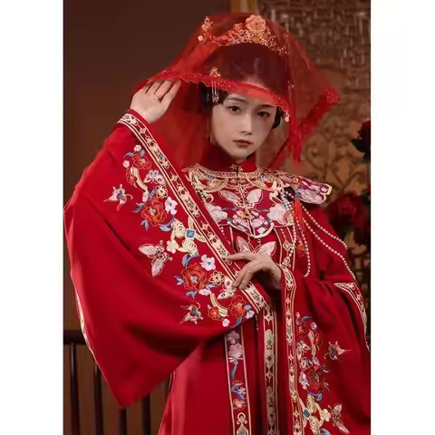 Large Size 10XL Chinese Hanfu Suits Women Vintage Chinese Wedding Bride Red Dress Plus Size 8XL For 