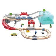 Hape City Farm Town Transport Storage Set Children's Wooden Track Building Educational Toy with Elec