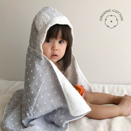 日本kontex 有機棉點點連帽浴巾毛巾- S (新生兒-1歲)