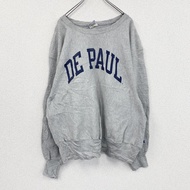 2000 年代 Champion 反向編織運動衫/運動鞋，拱形印花，灰色，XL 碼，古著