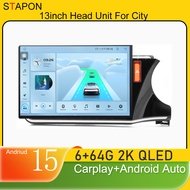 STAPON 13inch 6+64GB for honda city 2014-2019 android16 2k 1920x1200p screen carplay android auto 2.