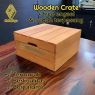 Wooden crate lid 30x30 x 15-30 cm Wooden crate box storage box