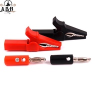 [A&B] 4Pcs 55mm alligator clip + 4mm banana plug test probe plug cable clips {vn}