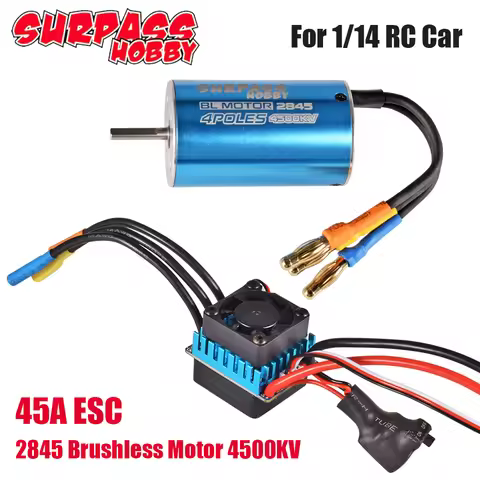 SURPASS HOBBY 2845 Brushless Motor and ESC Combo 4500KV 45A Electric Speed Controller Set for 1/14 R
