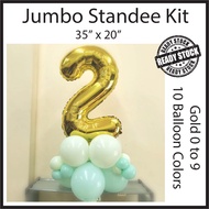 Gold Pastel Jumbo Balloon Standee Kit 32" Foil Number Balloon Gold Silver Marquee Centrepiece Latex 