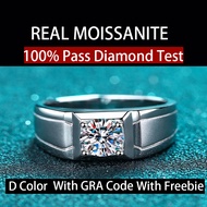 Men Collection Real Moissanite 0.5ct 1ct Crown Round Cut White D Color Trendy Ring In S925 Sterling 