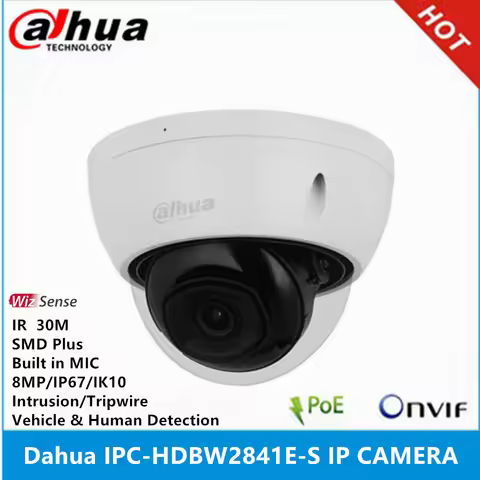 Dahua IPC-HDBW2841E-S 8MP Built-in MIC IP67 IK10 IR 30M IVS IK10 POE SMD Plus Starlight WizSense IP 