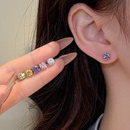 Lumi Luck S999 Silver Four Claw CZ Stud Earrings Women Hypoallergenic Cartilage Helix Earring Daily 