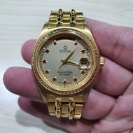 ORIGINAL TITONI COSMO KING 777 DAYDATE STONE DIAL GOLD PLATED