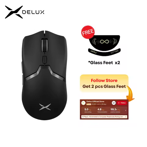 Delux M800 PRO PAW3395 Wireless Gaming Mouse Bluetooth Tri-Mode Connection 26000DPI Huano Pink Switc