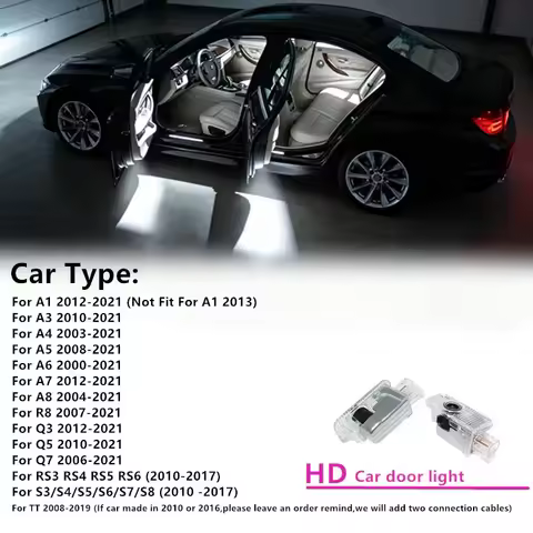 LED Car Door Interior Ghost Shadow Welcome Warning Light For Audi A1 A3 A4 B6 B8 A5 A6 C6 C7 C8 A7 A