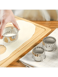 3入組不銹鋼餅乾模具圓形餃子皮切割機蛋糕慕斯環面皮切割機曲奇切割機