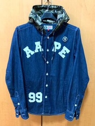 AAPE 牛仔連帽襯衫薄外套 S 肩寬42 胸寬47 衣長62