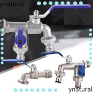 YNATURAL Water Faucet, Hose Irrigation Tap Joint Water Splitter Connector, Durable Double Head 1/2'' 3/4'' Garden Valve Switch IBC Tank