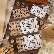 Broken Number Stamp Retro Wooden Letter Engraved Stamp Handbook Decorative Material Stamp Symbol Han