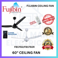 (ONE YEAR WARRANTY) FUJIBIN 60" 3 BLADE CEILING FAN (FBCF-60B3 / FBCF60B3R) REMOTE CEILING FAN / REG