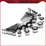 [Blesiya] 36 Pieces Ear Gauges Stretching Kit Plug Taper 14G-00G Expander Silver