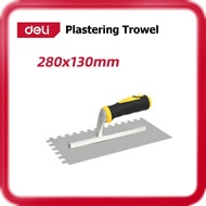 [ DELI ] (DL509321) Plastering Trowel | 280 x 130mm | 10 x 10mm Teeth | Stainless Steel