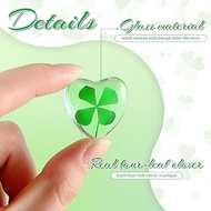 Real Four-Leaf Clover Good Luck Charm Gift, Irish 4-Leaf Clover Good Luck Pendant with Card and Box,
