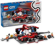 LEGO City F1 Pit Stop & Pit Crew with Ferrari Car Racing Vehicle Toy 60443 (322 Pieces) Model Racing