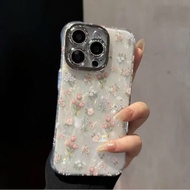 Luxury Tulip White Shell Pattern Flower Acrylic Phone Case for iPhone 16 15 Pro Max 14 13 12 11 16 P