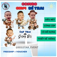 Cute baby boy birthday chipi image, 35cm small chipi, baby shower backdrop decoration, beautiful bir