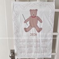 ปฏิทิน ปฏิทิน2026 insปฏิทินแขวนผนัง ปฏิทินแขวนผ้า แถมสติ๊กเกอร์หัวใจให้ พร้อมส่ง!!