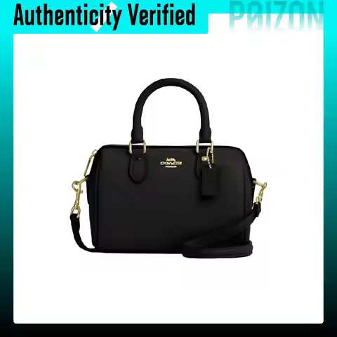 COACH Rowan Pebbled Leather Bowling Bag, Shoulder Bag, Crossbody Bag Handbags Small Women's Black CC