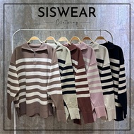 SISWEAR Stripe Half Zipper Knitwear (TWO SIZE) Turtle Neck Western Style Half Zipper Men Half Zipper