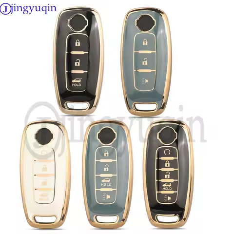 jingyuqin Soft TPU Car Key Case 3/4/5 Buttons For Nissan Rouge Kicks Pathfinder j12 Ariya Altima Rog