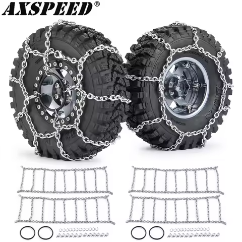 AXSPEED Metal Wheel Tires Snow Chain 105/114/120/130mm for 1/10 RC Rock Crawler TRX4 TRX6 Axial SCX1