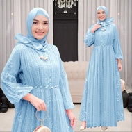 Revina Maxy GAmis Brukat Tulle Mutiara Premium Jumbo Gamis fashion Muslim wanita Terbaru