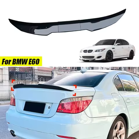 3Pcs Car Duckbill Trunk Spoiler Wing For BMW Accessories E60 528i 535i 2004+ Gloss Black ABS