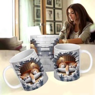 Creative Design Space Foreign Trade 3D Mug New Product Cat White Mug Coffee Tea Water