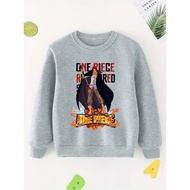 2024 Fashion Boys' Anime One Piece Shanks Sweatshirt With Comic Character With Cloak Graphic Print Comfy Casual Crew Neck Long Sleeve Pullovers