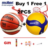 Molten GG7X Size 7 Indoor/Outdoor Basketball Ball and Mikasa V200W volleyball size 5