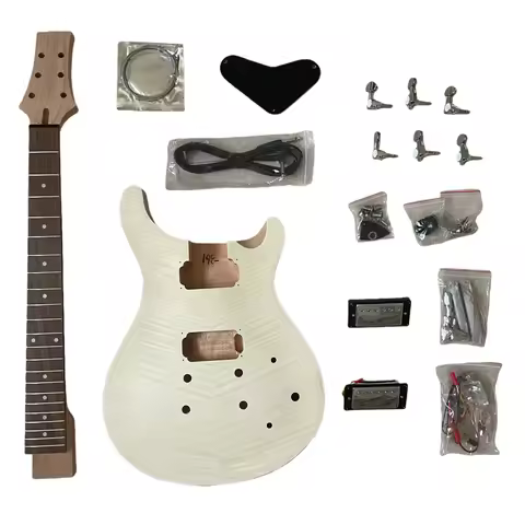 Standard DIY Electric Guitar Kit 22 Fret FlameMaple Veneer Body Dot Inlay
