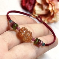 多寶晶石/天然金草莓九尾狐手鍊/骨幹水晶/碧璽手鍊/獨家款設計款