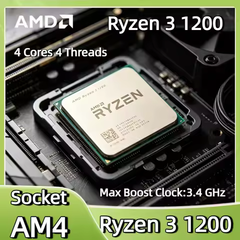 High Performance AMD R3 1200 CPU 4 Core 4 Thread 3.4GHz Max Boost 14nm AM4 8MB L3 Cache 65W DDR4 266
