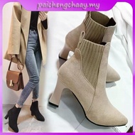 Winter boots New thin boots in autumn and winter thick heels short boots elastic boots socks high he