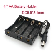 4X AA battery holder with dc power plug 5.5x2.1mm 4x1.5v 6V 4AA Battery case 4 X AA slot diy storage