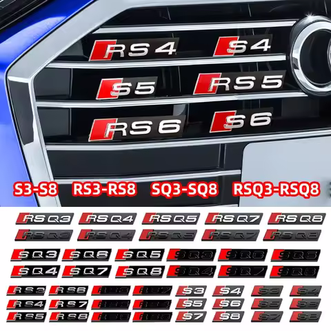 3D Car Front Grille Emblem Badge for Audi S3 S4 S5 S6 S7 S8 RS3 RS4 RS5 RS6 RS7 RS8 SQ3 SQ4 SQ5 SQ6 