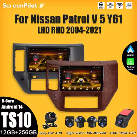Android 15 For Nissan Patrol V 5 Y61 LHD RHD 2004-2021 Multimedia Video Player Carplay Touch Screen 