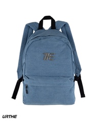 URTHE - กระเป๋าเป้ ผ้ายีนส์ ติดโลโก้โลหะ รุ่น DENIM BACKPACK