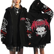 Versatile Pattern Print Loose Fit Zipper Hooded Sweatshirt - Stray Kids DominATE Design for Adults