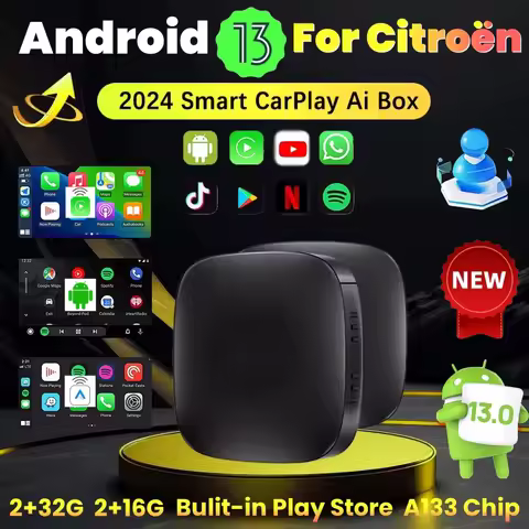 Android 13 Car AI Box Wireless Carplay Adapter Android Auto For Netflix Youtube For Citroen C3 C5 C5