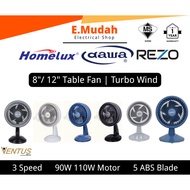 Homelux 8'' Table Fan Air Circulation Kipas Meja Angin Kuat | Dawa 8'' 12'' Table Fan 90W Turbo Wind