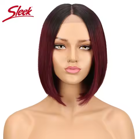 Sleek Lace front Human Hair Wigs Peruvian Straight Natural Human Hair Ombre Color 27#/30#/99J BOB Re